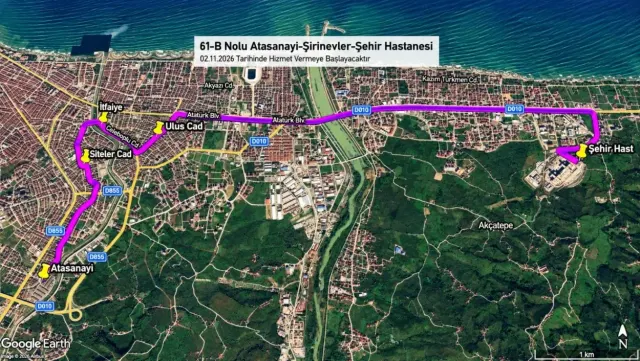 ORDU ŞEHİR HASTANESİ’NE YENİ ULAŞIM HATTI! 61/B SEFERLERİ BAŞLIYOR