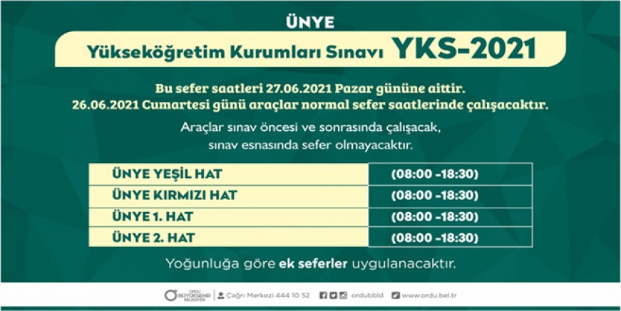 BÜYÜKŞEHİR YKS İÇİN TEDBİRLERİ ALDI